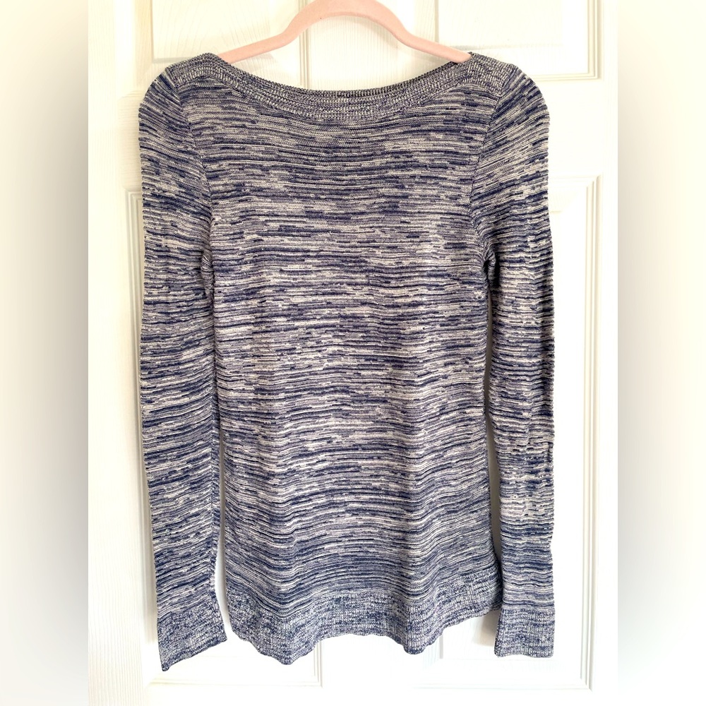 EUC Ann Taylor Boatneck Long Sleeve Navy Heather Top XS